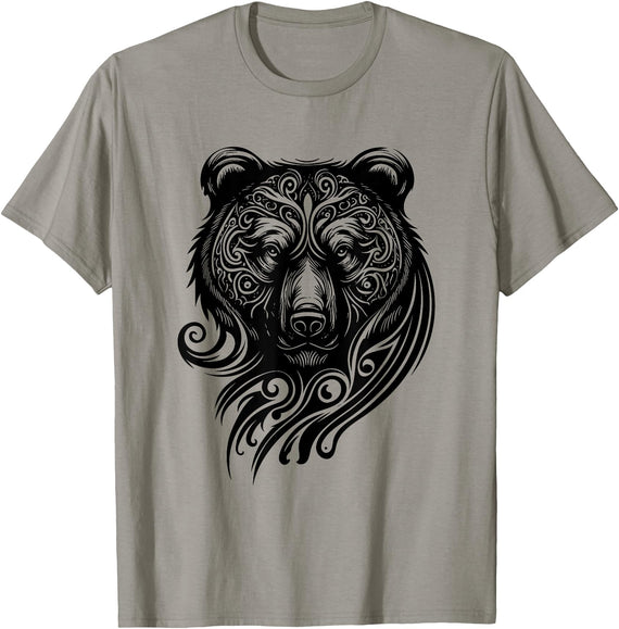 Best Tribal Tattoo Designs I Trends I Born for Art Bear Grizzly Nordic Indian Celtic Mythology Wild Animal Fan T-Shirt - Slate Grey