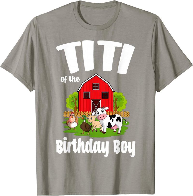 Birthday Boy Farm Animal Theme Titi Of The Birthday Boy Farm Animal Birthday Party Celebration T-Shirt - Slate Grey