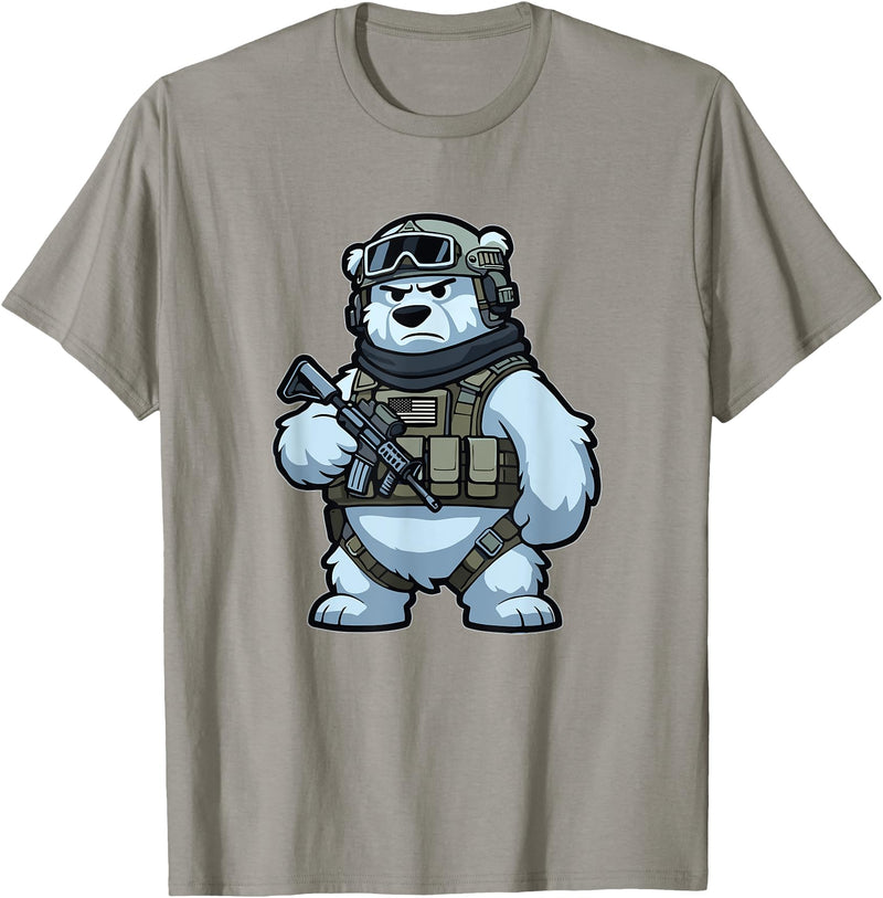 Nate's SOF-Tee's Christmas Drink Infantry Polar Bear Veteran Men Women Gift T-Shirt - Slate Grey