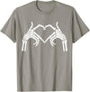 Skeleton Hand Halloween Trendy Novelty Graphic Art Skeleton Hands Heart Sign Halloween Tops T-Shirt - Slate Grey