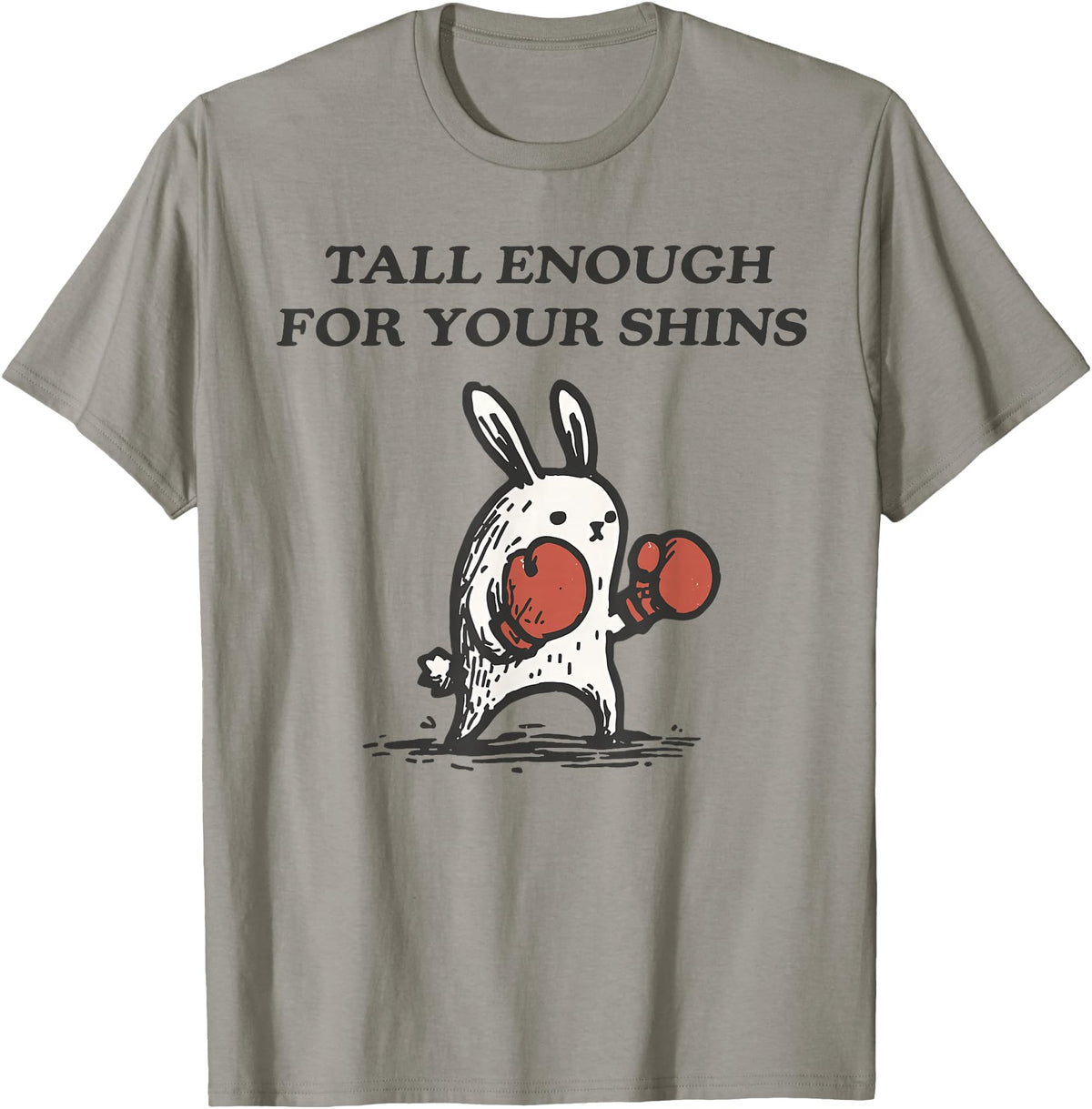 Tall Enough for Your Shins Cute Bunny Rabbit T-Shirt in Slate Grey