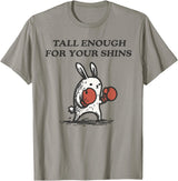 Tall Enough for Your Shins Cute Bunny Rabbit T-Shirt in Slate Grey