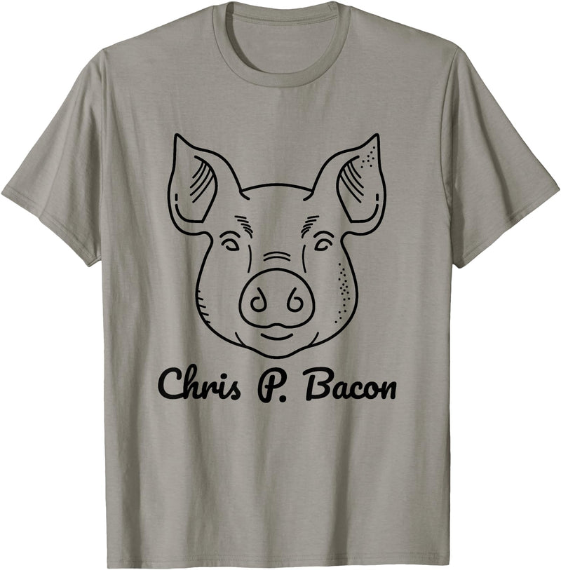 Funny Pet Pigs Tasty Bacon Butcher Breakfast Jokes Funny Pig Names Chris P. Bacon Crispy Bacon Lover Farm Pets T-Shirt - Slate Grey