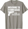 Welcome To Tennessee Bear Arms Gifts Welcome To Tennessee Pro Gun T-Shirt - Slate Grey