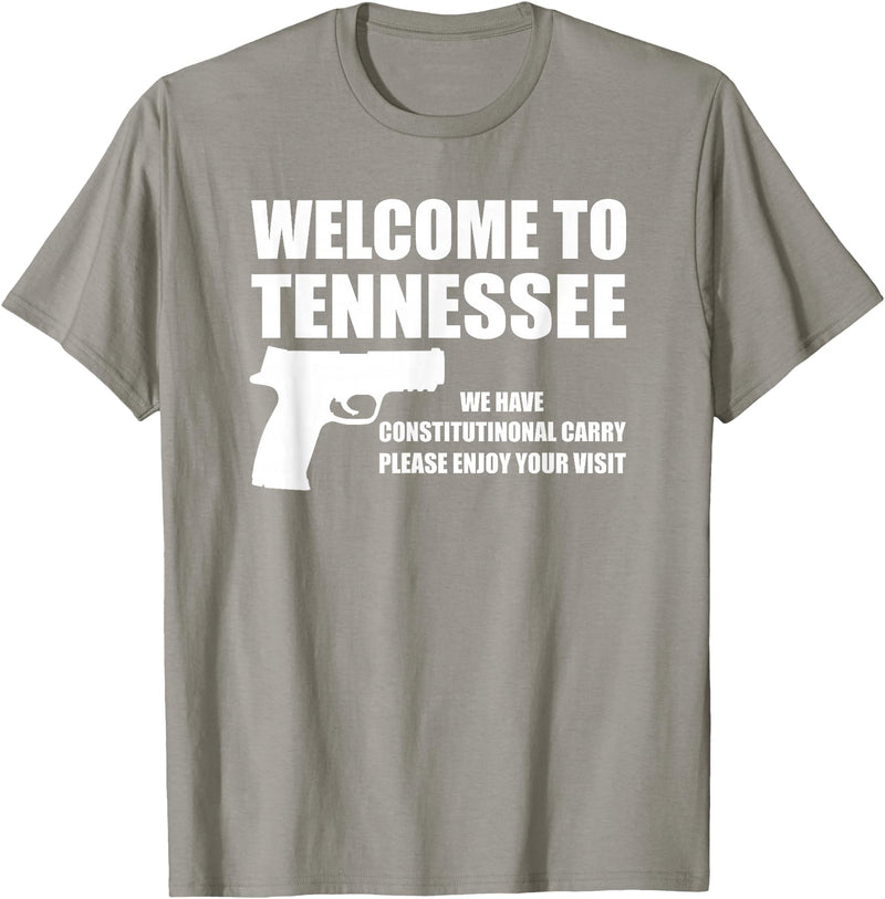 Welcome To Tennessee Bear Arms Gifts Welcome To Tennessee Pro Gun T-Shirt - Slate Grey