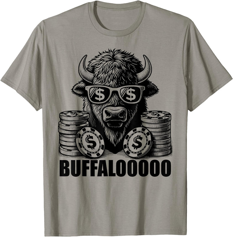 Gambling Gift Casino Gambler Stuff & Accessories Lucky Buffalo Casino Slot Machine BUFFALOOOOO Gambling T-Shirt, Small, Grey