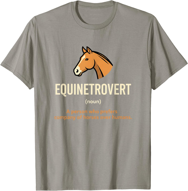 Horse Equine Equinetrovert Equestrian Lover Kid Fo Equinetrovert Funny Horse Definition Kids Horse Lover Equesn T-Shirt - Slate Grey