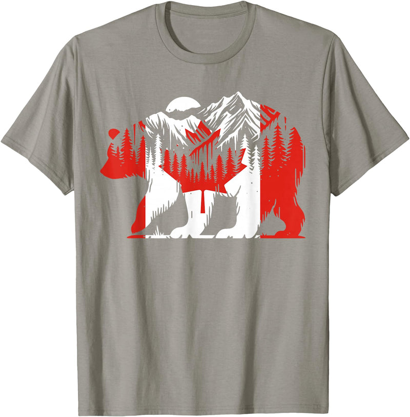 Polar Bear Canadian Flag Canada Day Maple Leaf Polar Bear Animal Canadian Flag Maple Leaf Nature Canada Day T-Shirt - Slate Grey