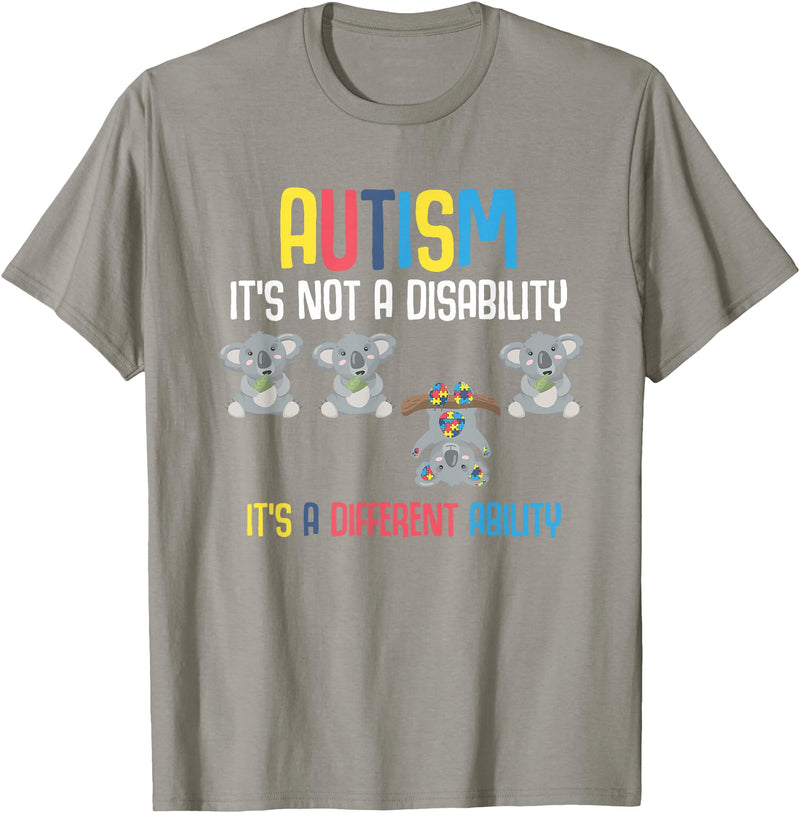 Autism Awareness Gifts Cute Koala Bears Its A Different Ability Autism Awareness T-Shirt - Slate Grey