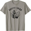 Exteevaganza Safety Third Cowboy Riding Bear Humorous Graphic T-Shirt - Slate Grey