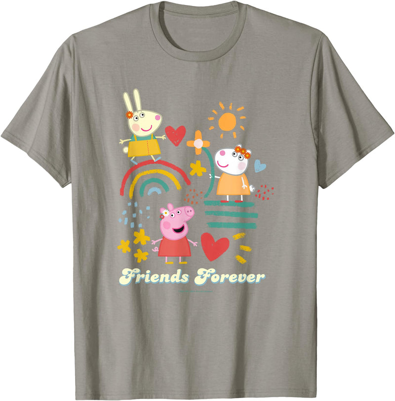 Peppa Pig Friends Forever Rebecca Rabbit & Suzy Sheep T-Shirt - Slate Grey