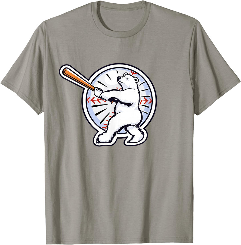 Birdmouse Polar Bear Baseball T-Shirt - Slate Grey