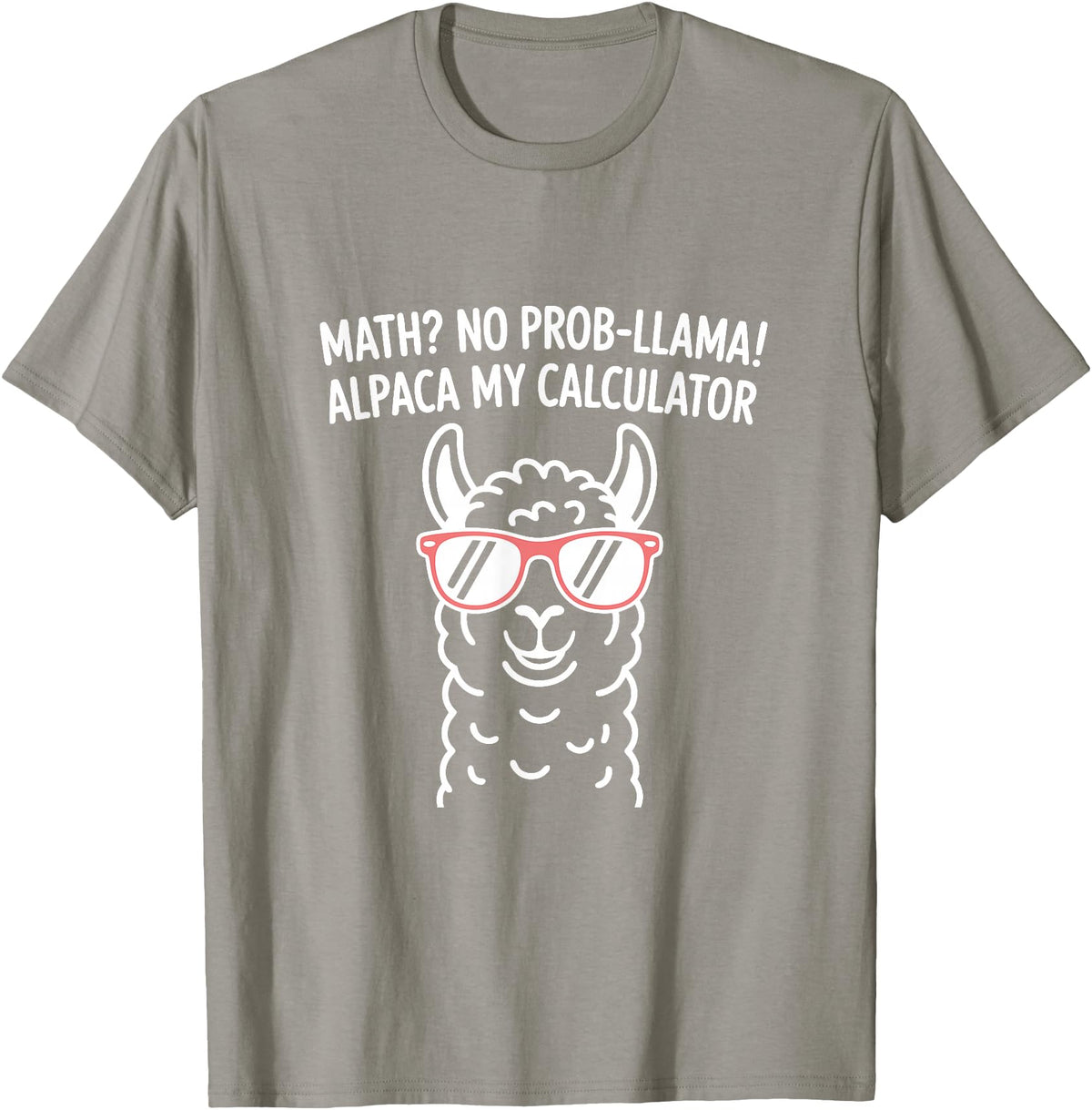 Pun Llama Animal Math Teacher Math No Prob llama Alpaca My Calculator Funny Pun Teacher T-Shirt - Slate Grey
