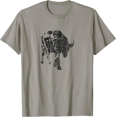 Cow Buffalo Distressed Print Vintage Buffalo T-Shirt