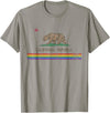 California LGBTQ+ Gift Men Women Couples Groups California Republic Bear LGBT Gay Pride Month Rainbow Flag T-Shirt - Slate Grey