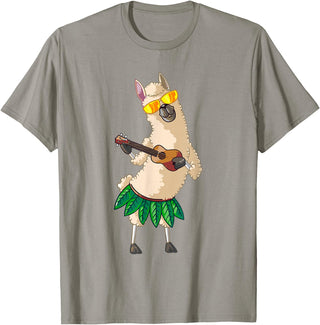Llama Ukulele Luau TShirt Cute Gifts Llama Ukulele Luau Cute Funny Cool Hawaii Alpaca Gift T-Shirt - Slate Grey