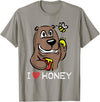 Honey Comb Tees I Love Honey T-shirt Bear and Bee Eating - Slate Grey