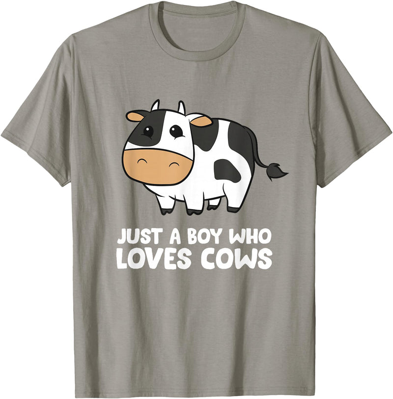 Funny Cow Lover Gifts Just a Boy Who Loves Cows T-Shirt - Slate Grey