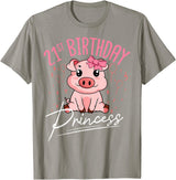 Pig Birthday 21 Cute Piggy Barn Party Apparel Pig 21st Birthday Princess Farm Party Hog Farmer Barnyard T-Shirt - Slate Grey