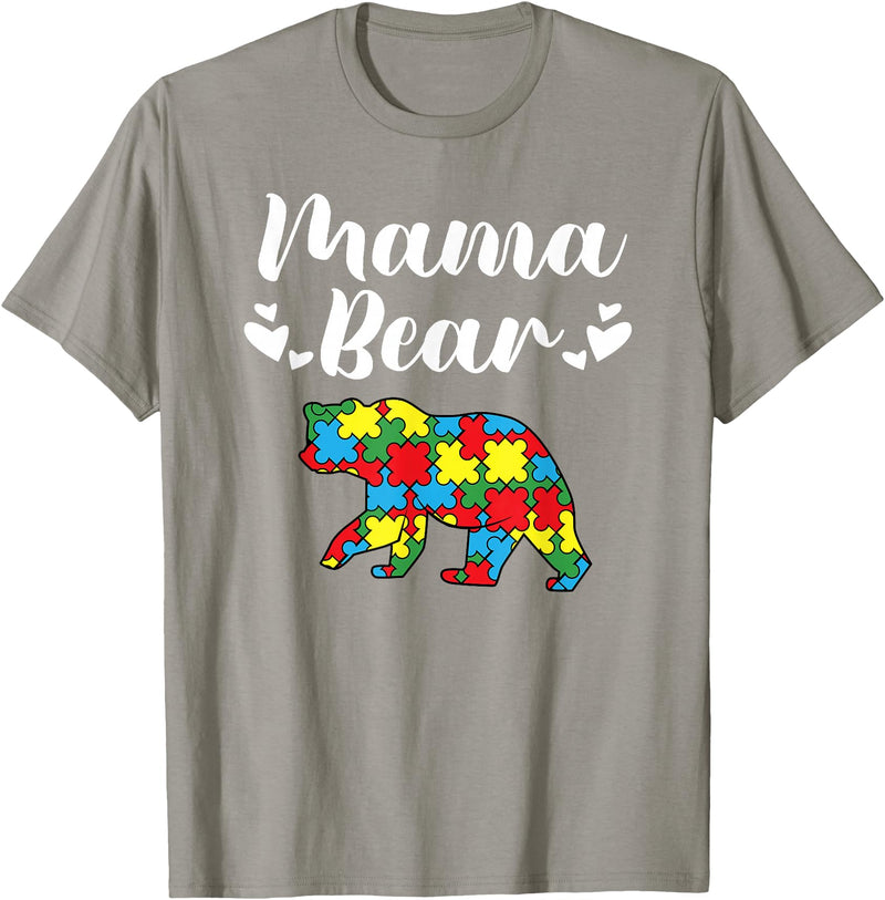 Mama Bear Autism Awareness Mom Puzzle Clothing Co Autism Awareness Mama Bear Proud Autistic Mom T-Shirt - Slate Grey