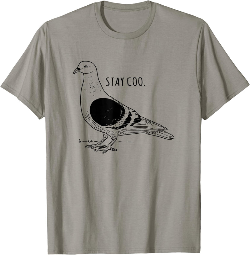 Funny Pigeon Apparel Tee Co. Stay Coo Pigeon Cool Bird Lovers Funny Bird Meme Saying T-Shirt - Slate Grey