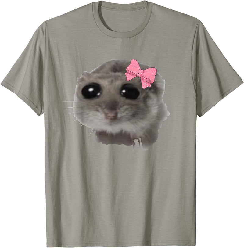 Coquette Sad Hamster Meme Crying T-Shirt - Slate Grey