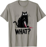 Cat Owners Black Cat What? Black Cat Murderous Cat With Knife Black Cat T-Shirt