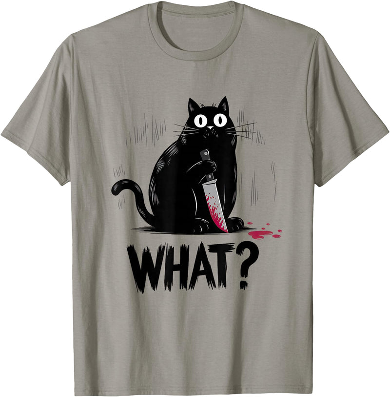 Cat Owners Black Cat What? Black Cat Murderous Cat With Knife Black Cat T-Shirt