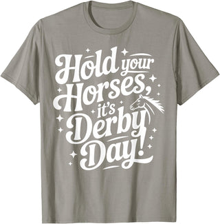Witty Roller Derby & Sports Tees Hold Your Horses it's Derby day T-Shirt - Slate Grey