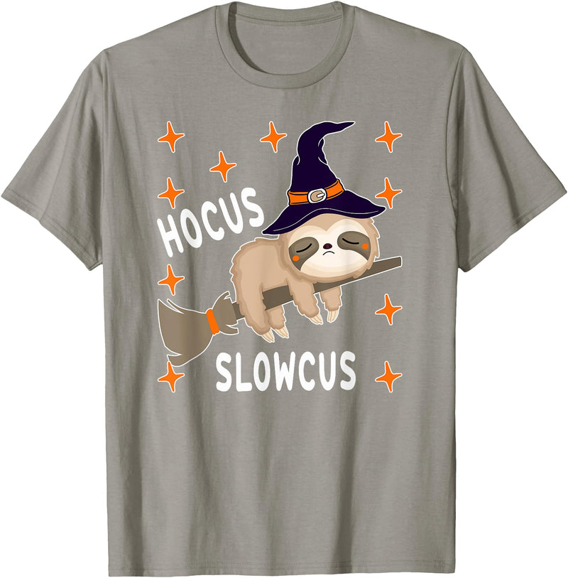 Funny Sloth Witch Halloween Costume 2021 Hocus Slowcus Cute Funny Sloth Halloween 2021 Costume Gift T-Shirt - Slate Grey
