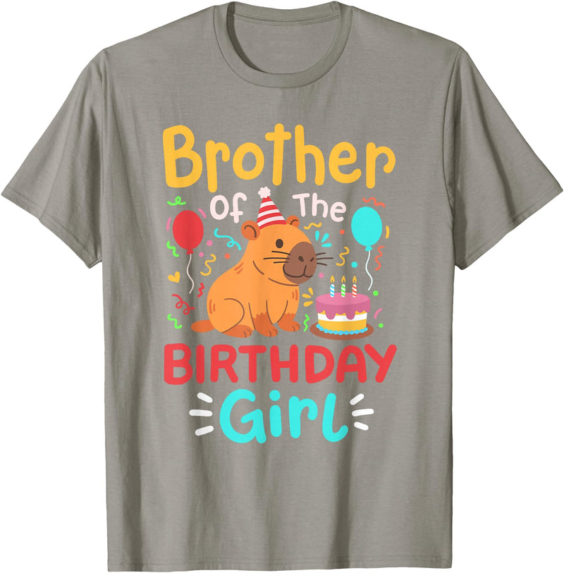 Cute Capybara Kids Birthday Party Gifts Shop Brother Of The Birthday Girl Capybara Bday Family Matching T-Shirt - Slate Grey