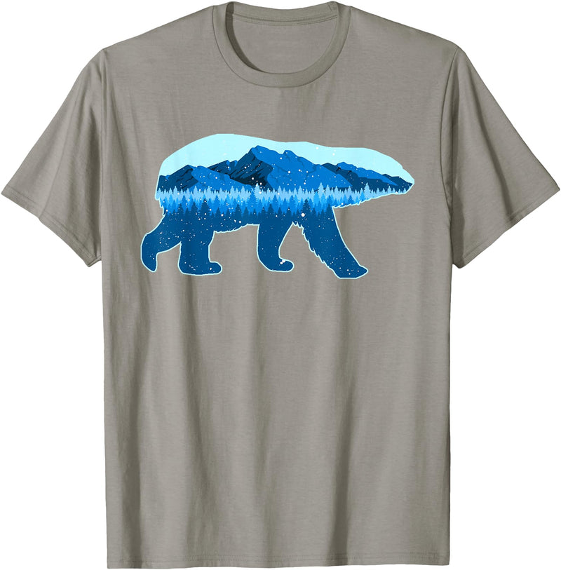 Save the Polar Bear Lovers Designs Polar Bear Print Landscape - Save the Polar Bear T-Shirt - Slate Grey