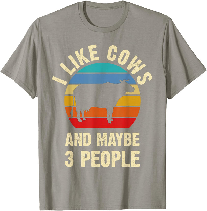 Funny Cows Lover Vintage Theme Gifts I like Cows and maybe 3 people funny vintage Farm theme T-Shirt - Slate Grey