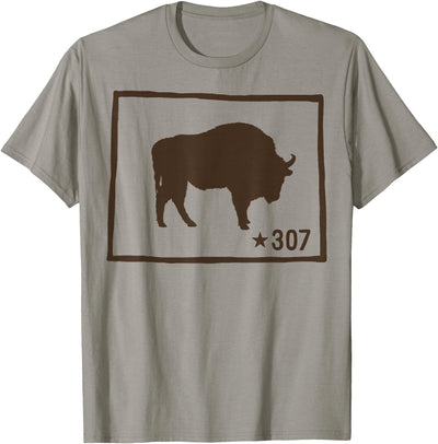 Cow 307 Area Code Buffalo State Outline T-Shirt