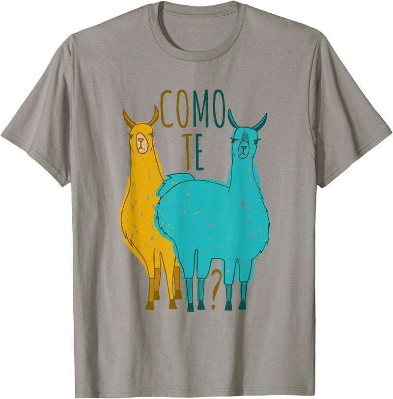Funny Llama T-Shirt Como Te Llamas Funny Spanish Joke Llama Shirt Tee T-Shirt - Slate Grey