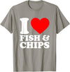 I Love Food Shirts Collection I Love Fish And Chips, I Heart Fish And Chips T-Shirt - Slate Grey