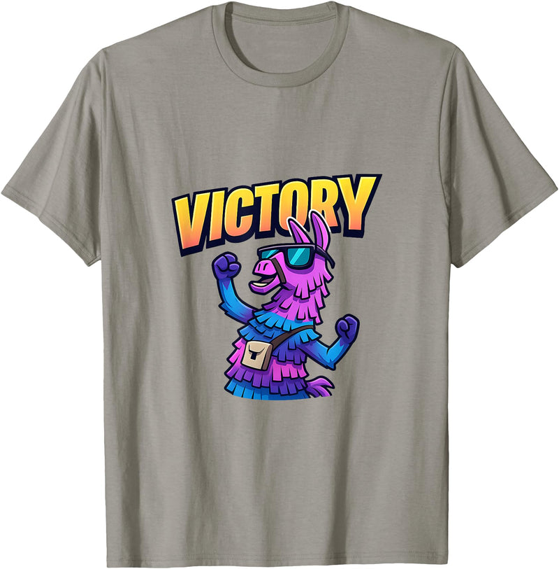 PixelLlama Victory Gaming Victory Llama T-Shirt - Slate Grey