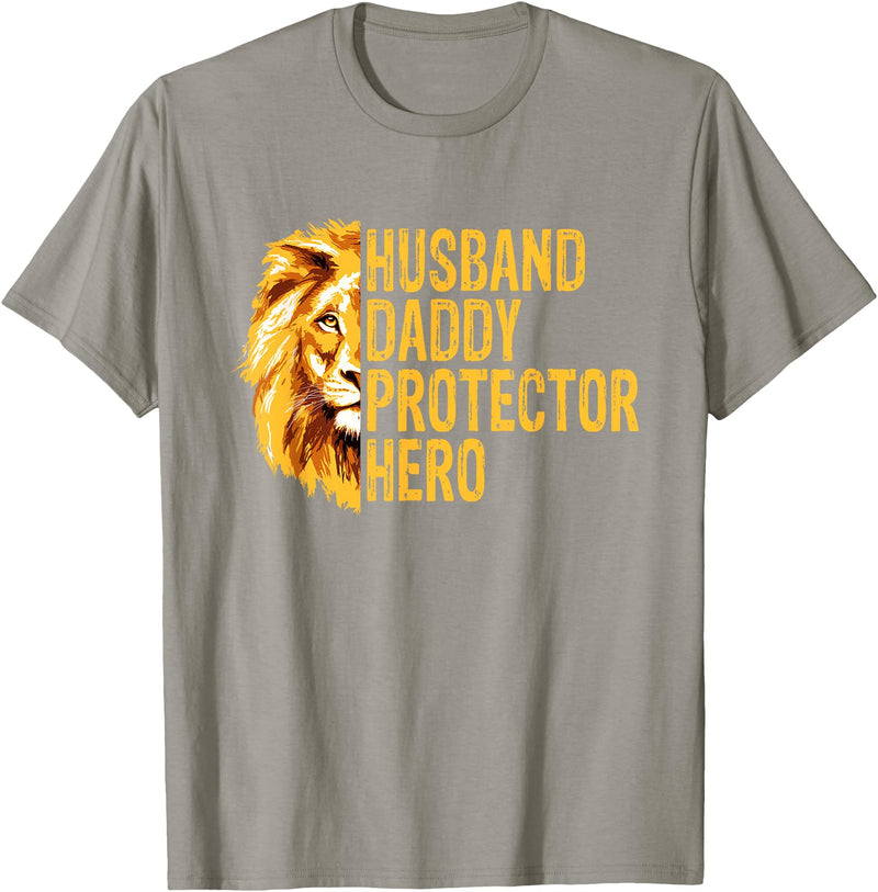 Dad Lion Fathers Day Funny Lions Lovers Outfits Lion Dad Funny Husband Daddy Protector Hero Fathers Day T-Shirt - Slate Grey