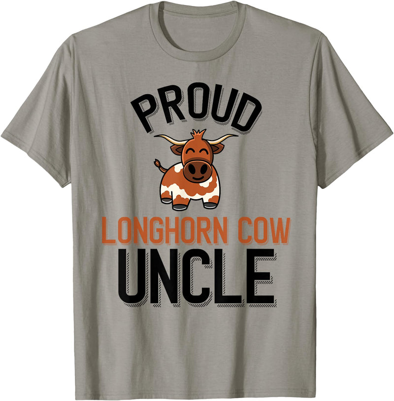 Cute Longhorn Cow Family Apparel Proud Longhorn Cow Uncle Cute Longhorn Cow Family T-Shirt - Slate Grey