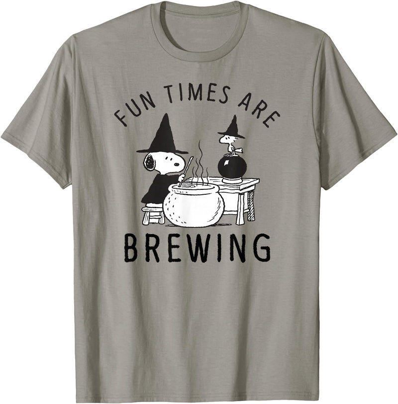 Peanuts Halloween Fun Times are Brewing T-Shirt - Slate Grey