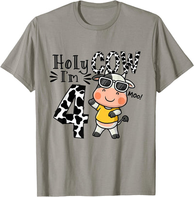 Cute 4th Cow Farm Animals Bday Holy Cow I'm Birthday Boy T-Shirt