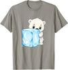 Cute Polar Bear Ice Cube Arctic Kawaii Adorable Baby Polar Bear Hugging Big Ice Cube T-Shirt - Slate Grey