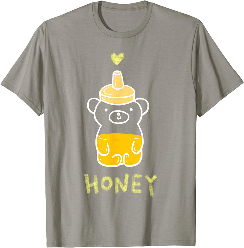 atelier mushroom HONEY Sweet Honey Bear Honey Bottle & Yellow Heart Graphic T-Shirt - Slate Grey