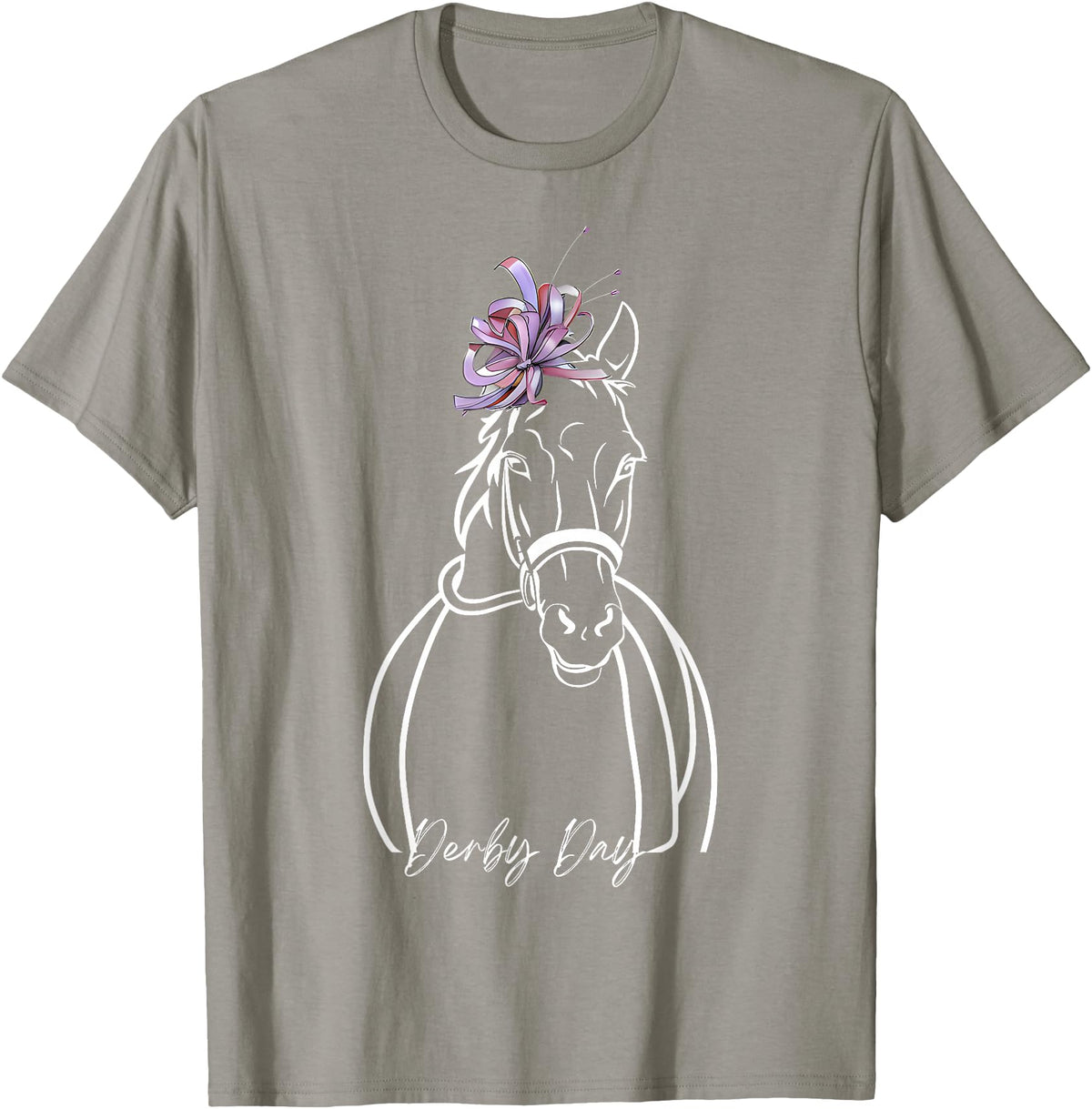 Funny Horse Racing Lover Derby Day Gift Women Derby Day Funny Horse Racing Floral Horse Equestrian T-Shirt - Slate Grey