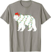 Funny Christmas Polar Bear Holiday Gifts Polar Bear Christmas Santa Hat Lights Xmas Gifts T-Shirt - Slate Grey