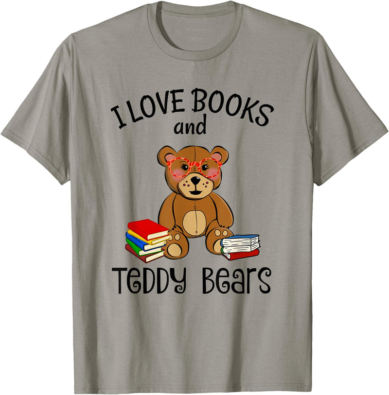 Teddy Bears, Cute Teddy Bear Lover Gifts Adorable Teddy Bear Love Books and Teddy Bear Reading T-Shirt - Slate Grey