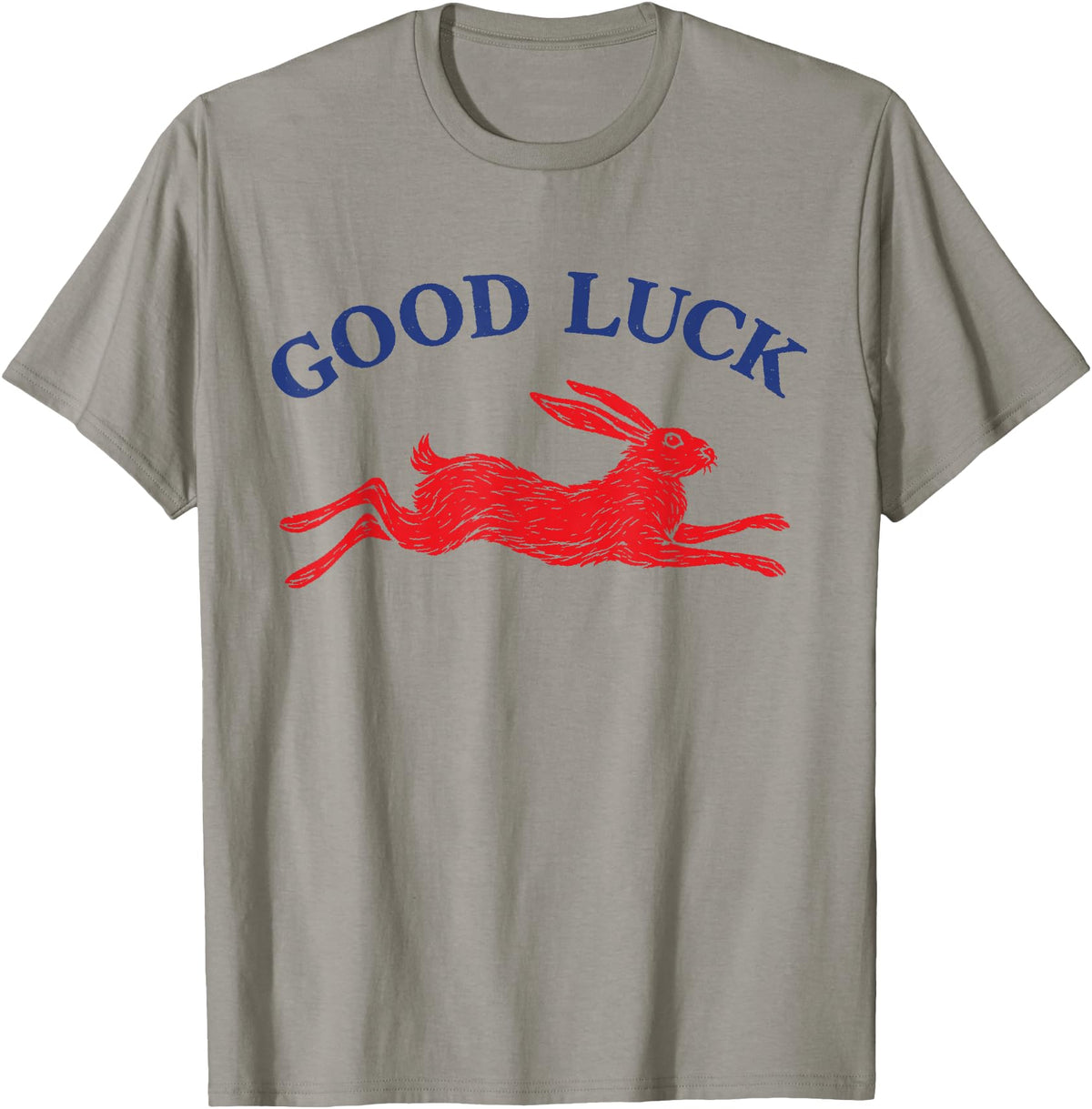 Good Luck Rabbit Easy Tiger Cool Girls Retro Western Funny T-Shirt in Slate Grey