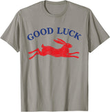 Good Luck Rabbit Easy Tiger Cool Girls Retro Western Funny T-Shirt in Slate Grey
