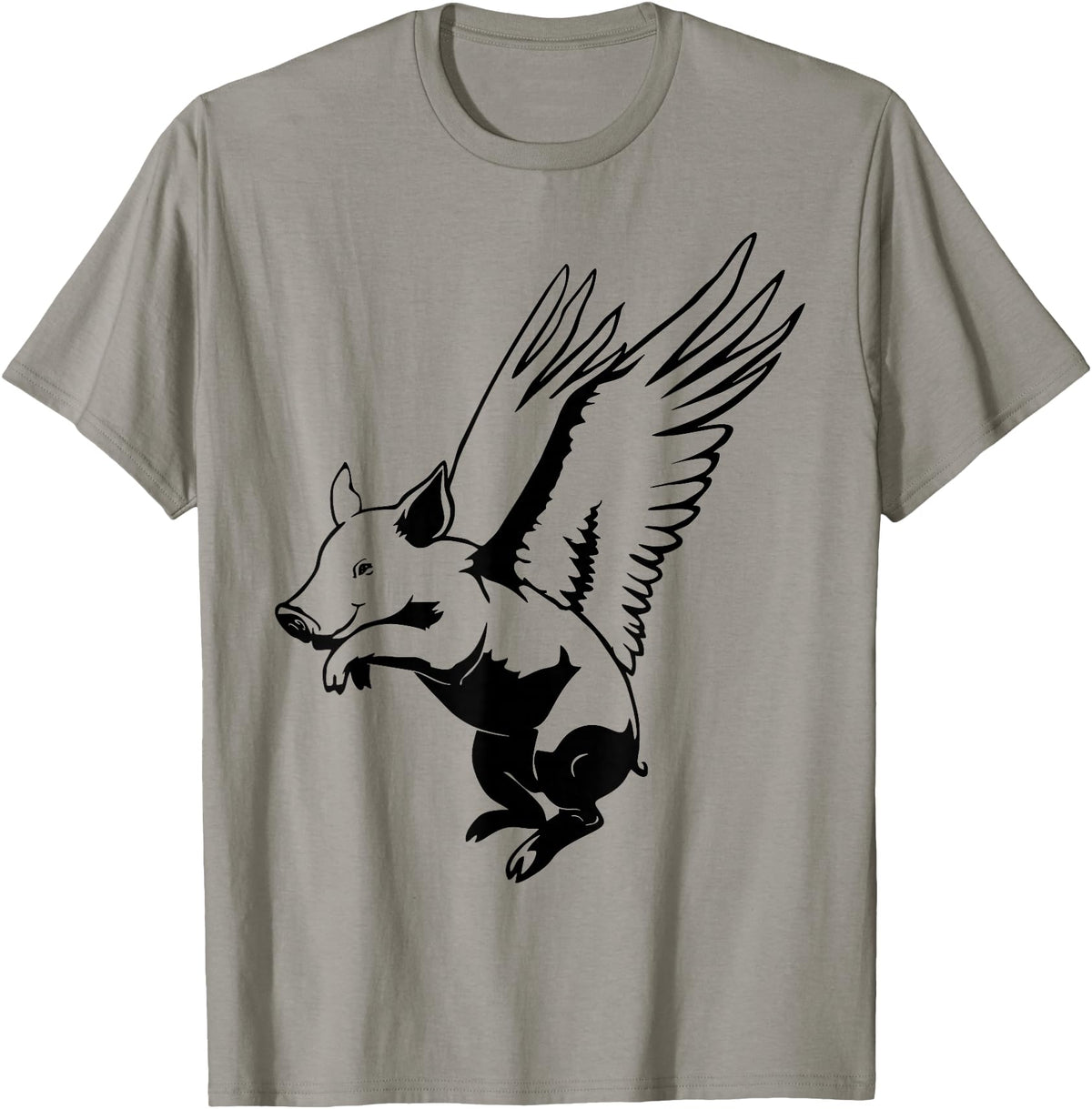 Flying Pig Funny Animals Flying Pig with Wings Fly Pig Lovers T-Shirt - Slate Grey