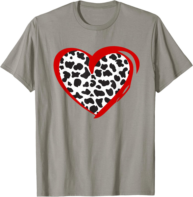 Cow Pattern Clothing for Cow Lover Heart Cow Print T-Shirt - Slate Grey